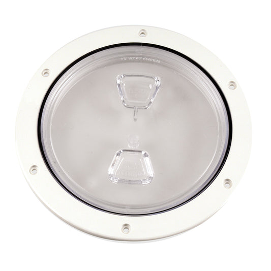 Beckson Marine 6-inch Clear Center Screw-Out Deck Plate - White for Watertight Marine Access