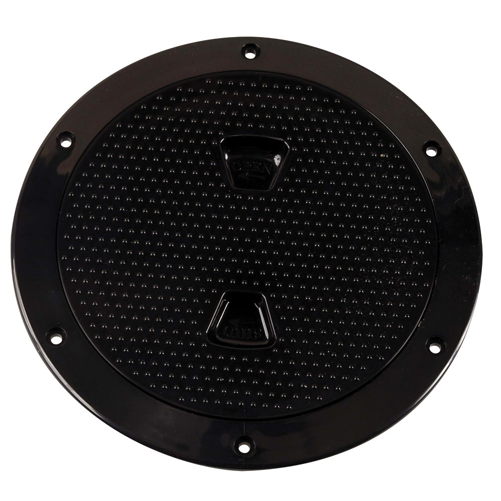 Beckson Marine 6-Inch Non-Skid Screw-Out Deck Plate - Black for Watertight Access