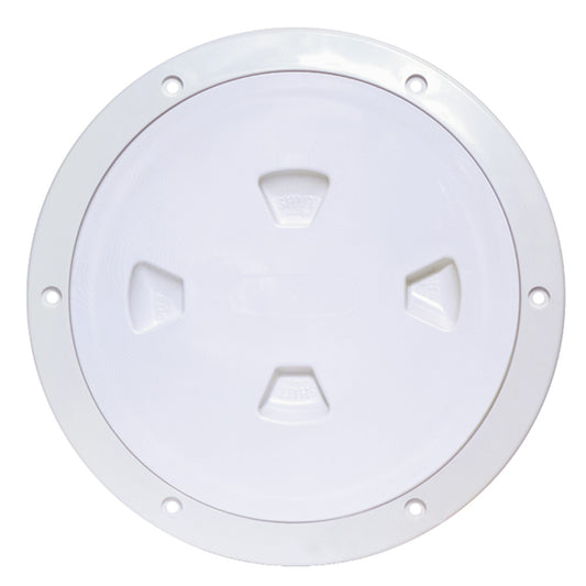Beckson Marine 8-Inch Smooth Center Screw-Out Deck Plate - White for Watertight Marine Access