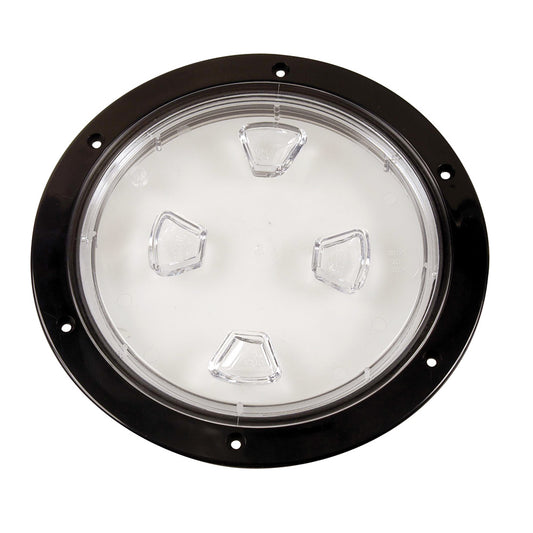 Beckson Marine 8-Inch Clear Center Screw-Out Deck Plate - Black for Watertight Marine Access