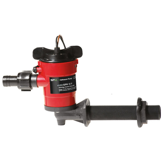 Johnson Pump Cartridge Aerator Pump 1000 GPH with 90° Intake for Marine and Pond Applications