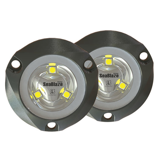 Lumitec SeaBlaze Mini Underwater Light Pair - Brushed Finish with Blue Non-Dimming LEDs for Small Boats
