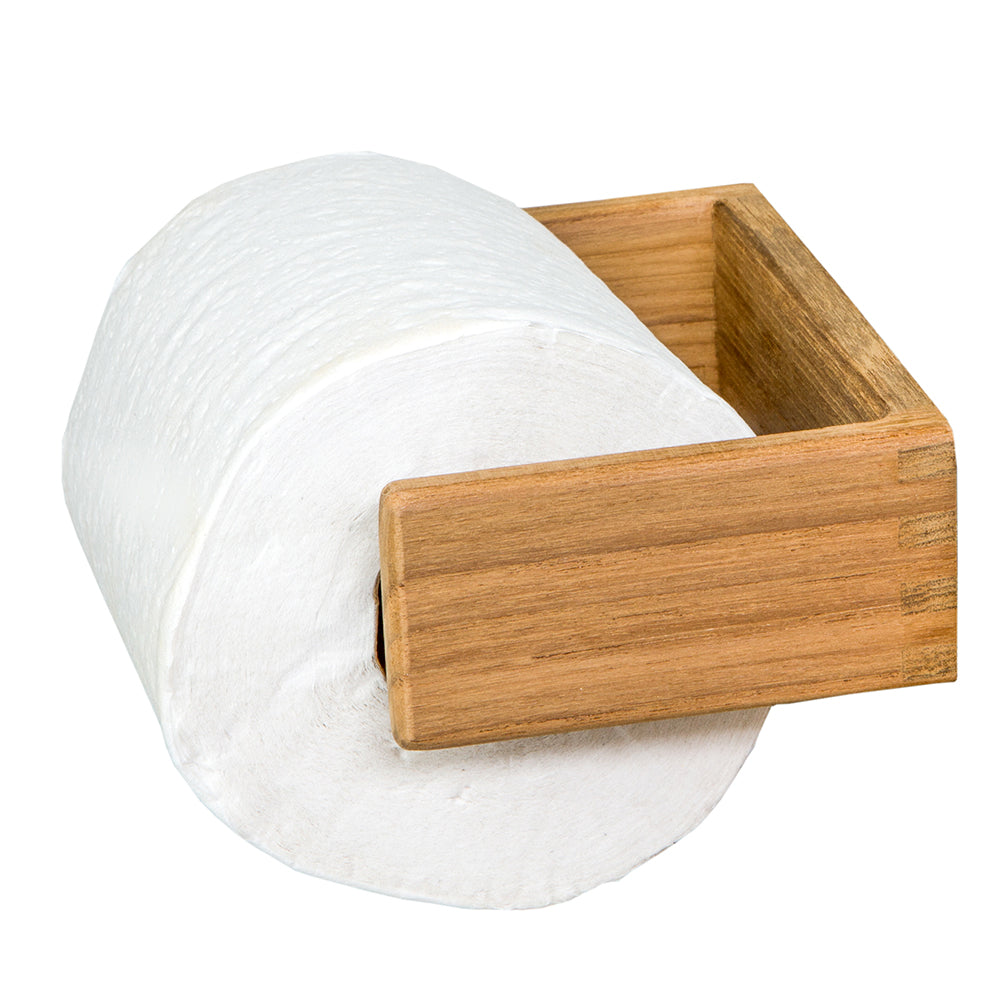 Whitecap Teak Toilet Tissue Rack with Spring-Loaded Bar – Durable Bathroom Storage Solution