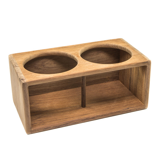 Whitecap Teak Two Insulated Drink Rack - Durable Marine Drink Holder for Cans, Cups, and Bottles