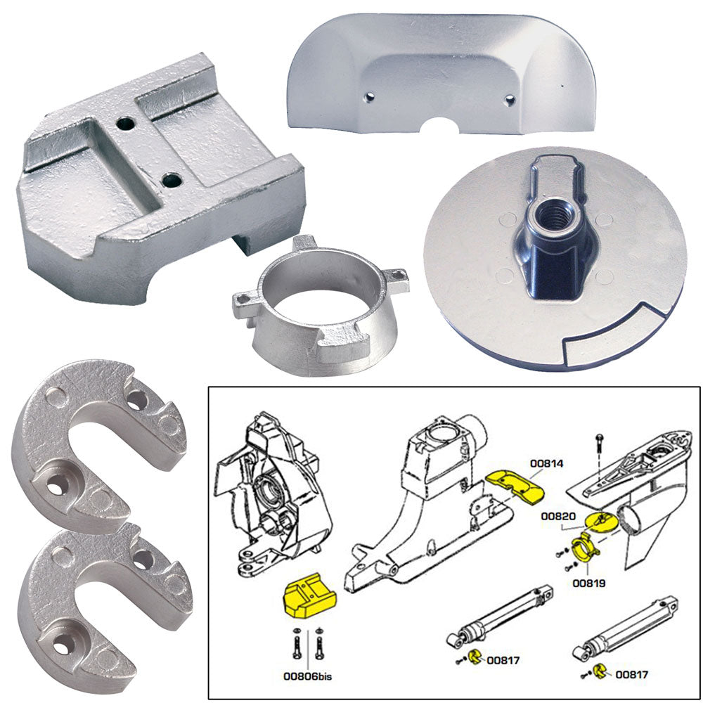 Tecnoseal 20801MG Magnesium Anode Kit with Hardware for Mercury Alpha 1 Gen 2