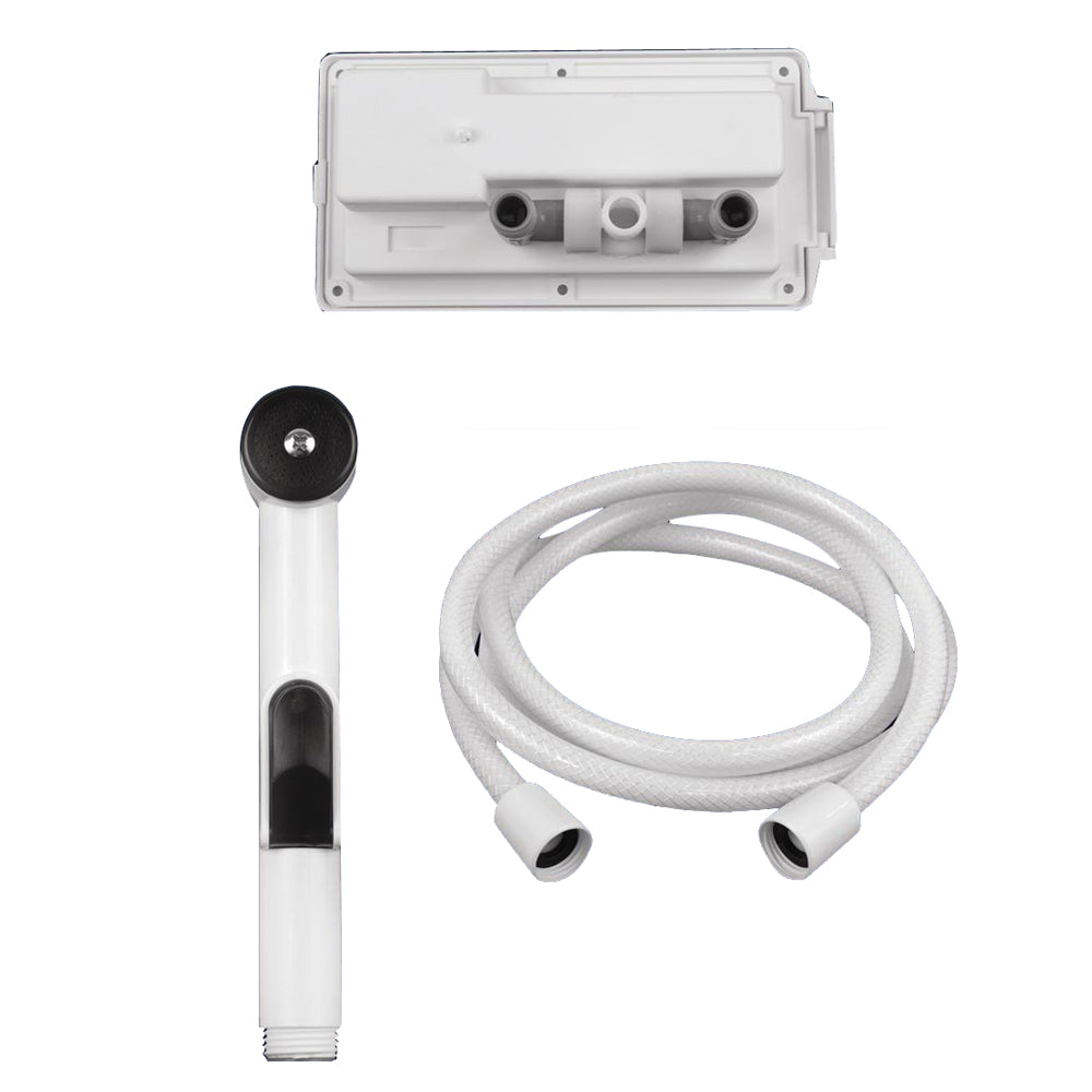 Attwood Marine Aft-Deck Shower - Flush Mount with Hot and Cold Controls, 6' Hose, Corrosion-Resistant Housing