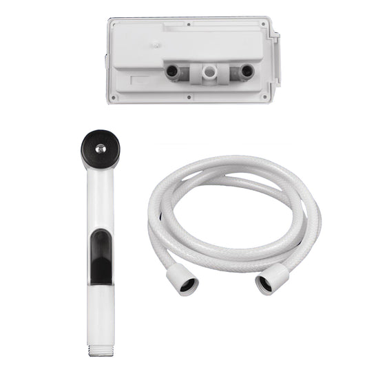 Attwood Marine Aft-Deck Shower - Flush Mount with Hot and Cold Controls, 6' Hose, Corrosion-Resistant Housing
