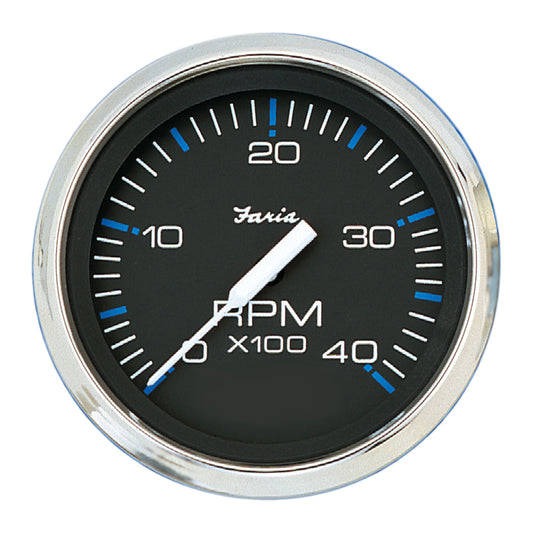 Faria Chesapeake Black 4-Inch Tachometer - 4000 RPM for Diesel Engines