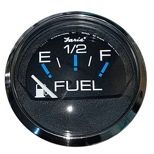 Faria Chesapeake Black 2-Inch Fuel Level Gauge (E-1/2-F) for Marine and Automotive Use