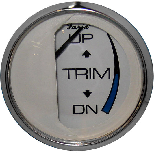 Faria Beede Instruments Chesapeake White SS 2-inch Trim Gauge for Johnson, Evinrude, and Suzuki Outboards