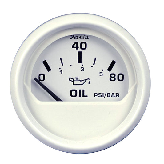Faria Beede Instruments Dress White 2-Inch Oil Pressure Gauge (80 PSI) for Reliable Vehicle Monitoring