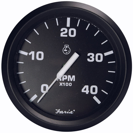 Faria Beede Instruments Euro Black 4-Inch Tachometer - 4000 RPM for Diesel Engines with Magnetic Pick-Up
