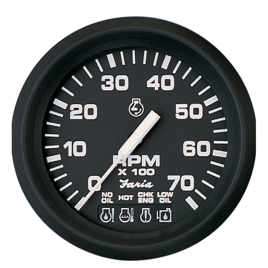Faria Beede Instruments Euro Black 4-Inch Tachometer with SystemCheck for Johnson and Evinrude Outboards