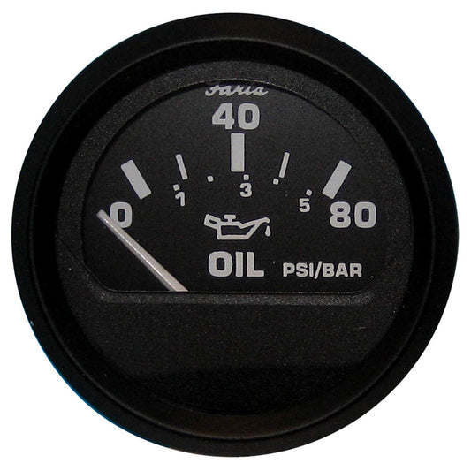 Faria Beede Instruments Euro Black 2-Inch Oil Pressure Gauge (80 PSI) – Durable Automotive Oil Pressure Monitoring
