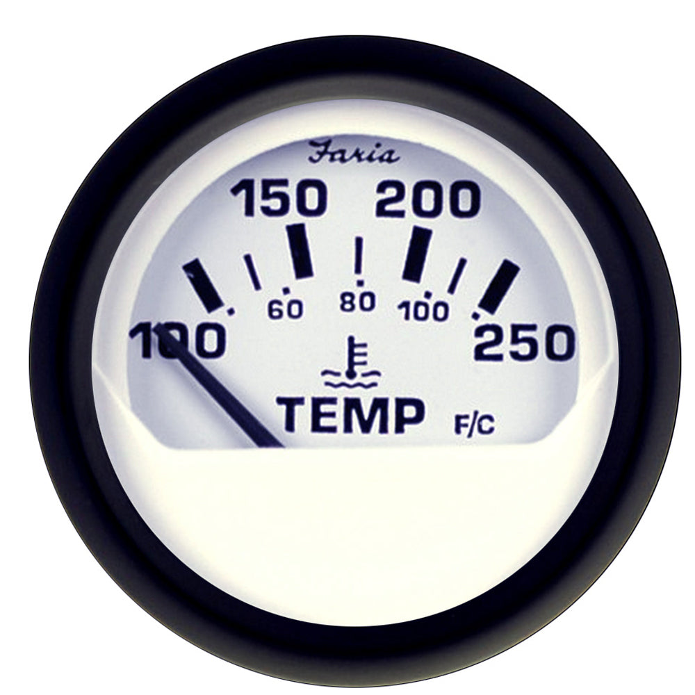 Faria Beede Instruments Euro White 2-Inch Water Temperature Gauge (100-250°F) for Marine and Automotive Use