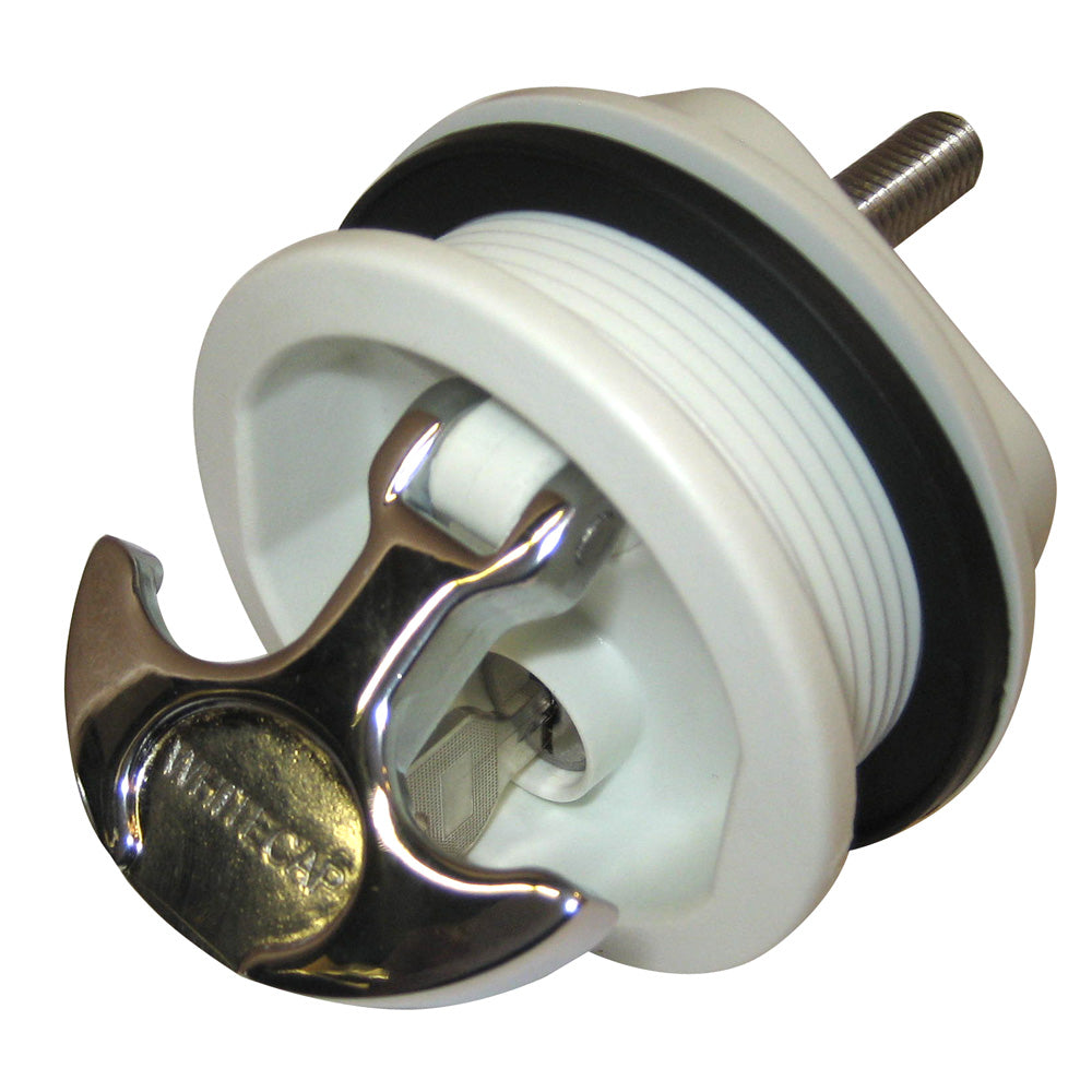 Whitecap S-0226WC T-Handle Latch with Chrome Plated Zamac and White Nylon for Freshwater Boats