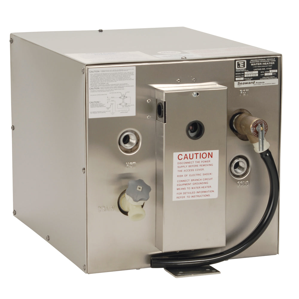 Whale Marine Seaward 6 Gallon Stainless Steel Hot Water Heater (Part S700) – 120V, 1500W Marine Water Heater with Rear Heat Exchanger