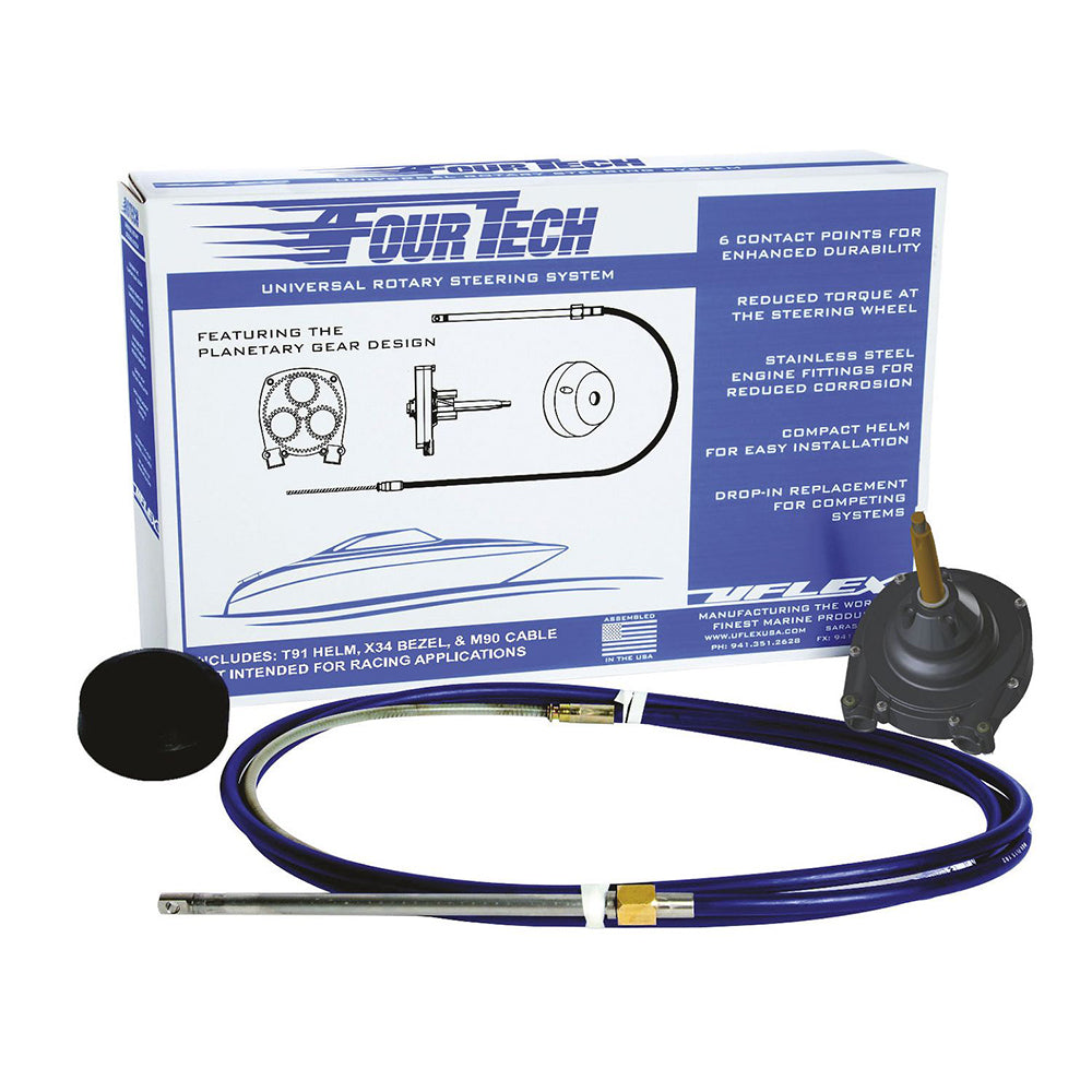 Uflex USA Fourtech 13' Mach Rotary Steering System with T91 Helm, X34 Bezel and M90 Cable | FOURTECH13