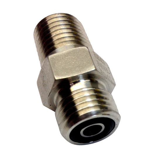 Uflex USA Powertech Male Connector for Autopilot to ORF Hose – Model UPS 4-4 FLO-SS