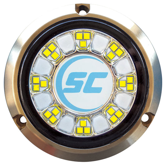 Shadow-Caster SCR-24 Bronze Underwater LED Light – 24 LEDs, Bimini Blue/Great White, 90W Marine Hull Mount