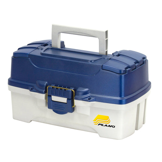 Plano 620206 2-Tray Tackle Box with Dual Top Access, Blue Metallic/Off White