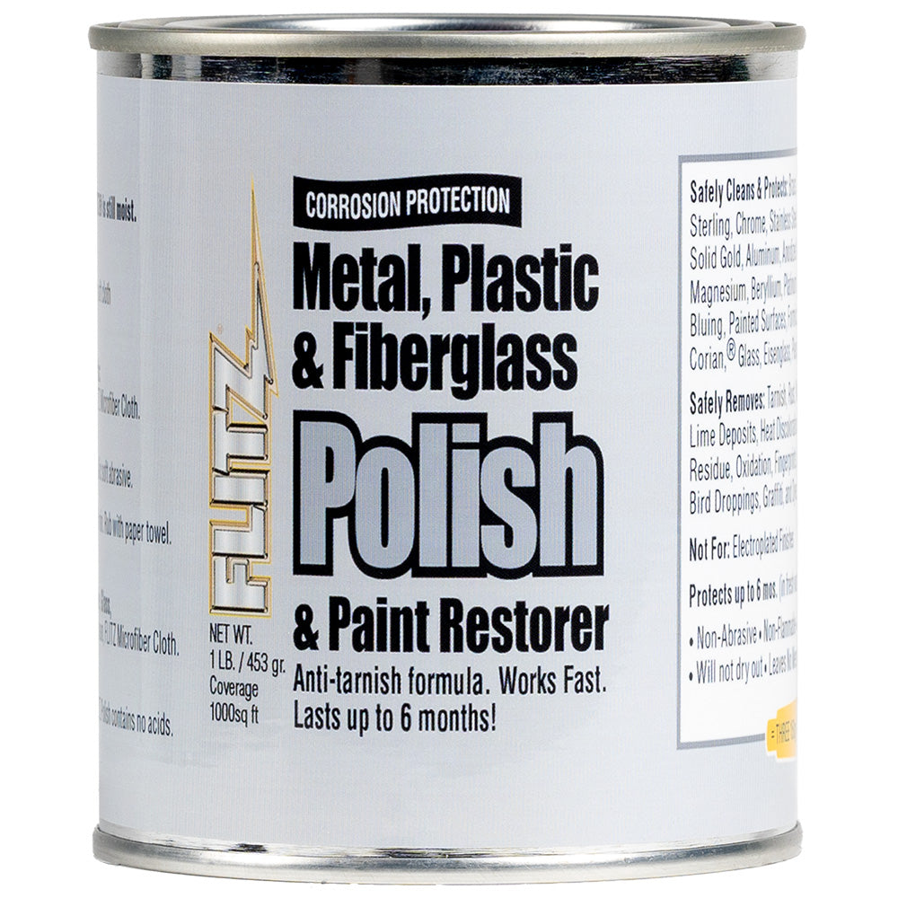 Flitz Metal, Plastic & Fiberglass Polish Paste - 1 lb | Multi-Surface Cleaner & Protector