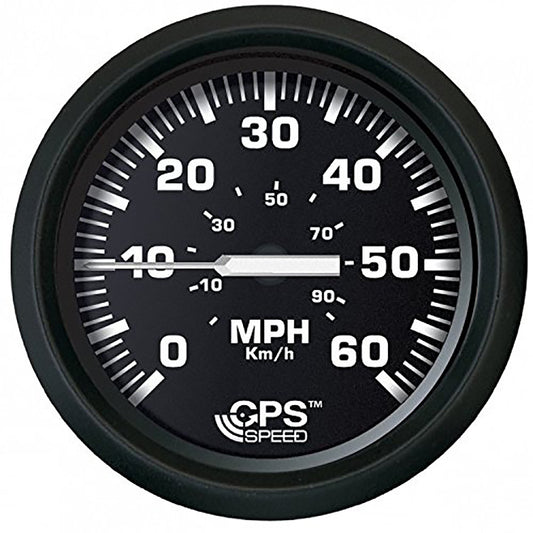 Faria Beede Instruments Euro Black 4-Inch Speedometer 60 MPH GPS with Digital COG & Heading Display