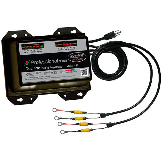 Dual Pro PS2 Professional Series 30A Battery Charger, 2 x 15A Banks, 12V/24V Marine Charger