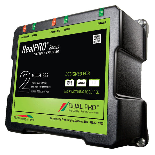 Dual Pro RealPRO Series RS2 Battery Charger, 12A, 2-Bank 12V/24V