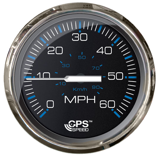 Faria Beede Instruments Chesapeake Black 4-Inch Studded Speedometer - 60 MPH GPS with Digital Heading Display