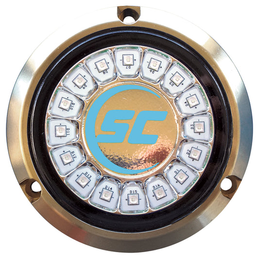 Shadow-Caster SCR-16-BB-BZ-10 Bimini Blue Single Color Underwater Light with 16 LEDs – Bronze Housing