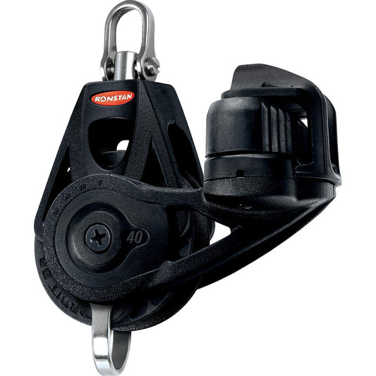 Ronstan RF45130 Series 40 Ball Bearing Orbit Block, Single Becket with Cleat and Swivel Head