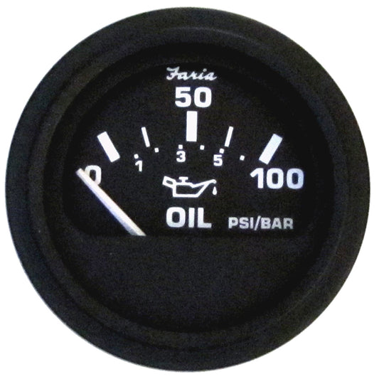 Faria Beede Instruments Euro Black 2-Inch Oil Pressure Gauge (100 PSI) – Accurate Monitoring for Your Vehicle