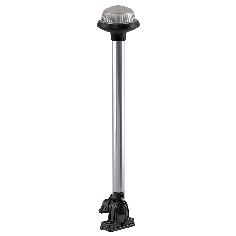 Perko 1637DP0CHR Fold-Down All-Round Frosted Globe Marine Pole Light, Vertical Mount, White