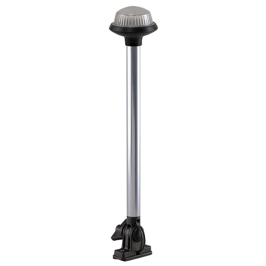 Perko 1637DP0CHR Fold-Down All-Round Frosted Globe Marine Pole Light, Vertical Mount, White