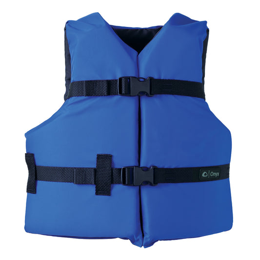 Onyx Outdoor Nylon General Purpose Youth Life Jacket - Blue, Fits 50-90 lbs, Type III PFD with Adjustable Fit and Leg Strap