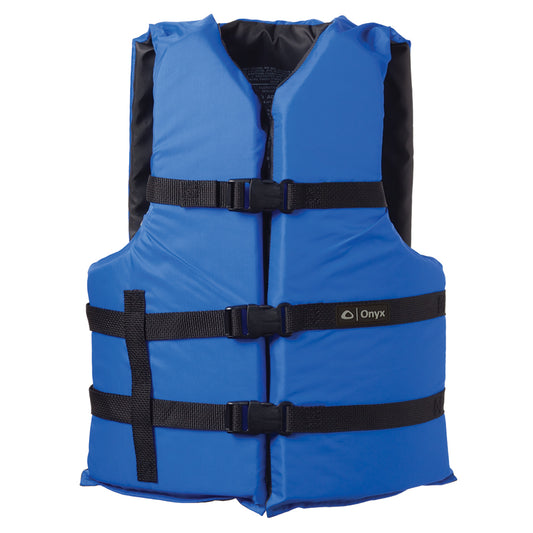 Onyx Outdoor Nylon General Purpose Life Jacket for Adults – Oversize Blue PFD with Adjustable Straps