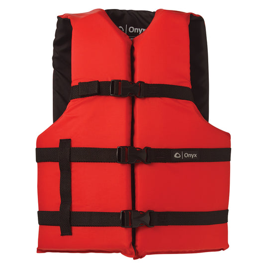 Onyx Outdoor Adult Oversize Nylon Life Jacket – Red, U.S. Coast Guard Approved Type III PFD