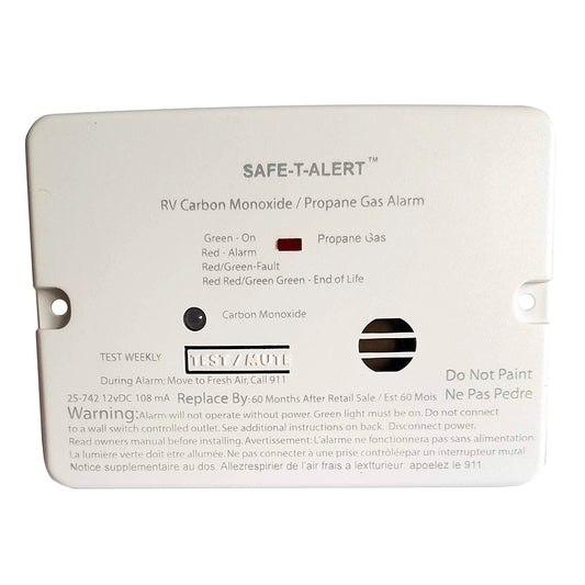 Safe-T-Alert Combo Carbon Monoxide & Propane Alarm - Flush Mount Mini White for RVs