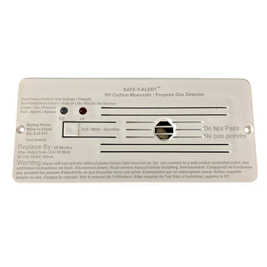 Safe-T-Alert Combo Carbon Monoxide and Propane Alarm - Flush Mount, White (Part #35-742-WHT)
