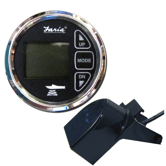 Faria Chesapeake Black 2-Inch Dual Depth & Temperature Sounder with Transom Mount Transducer