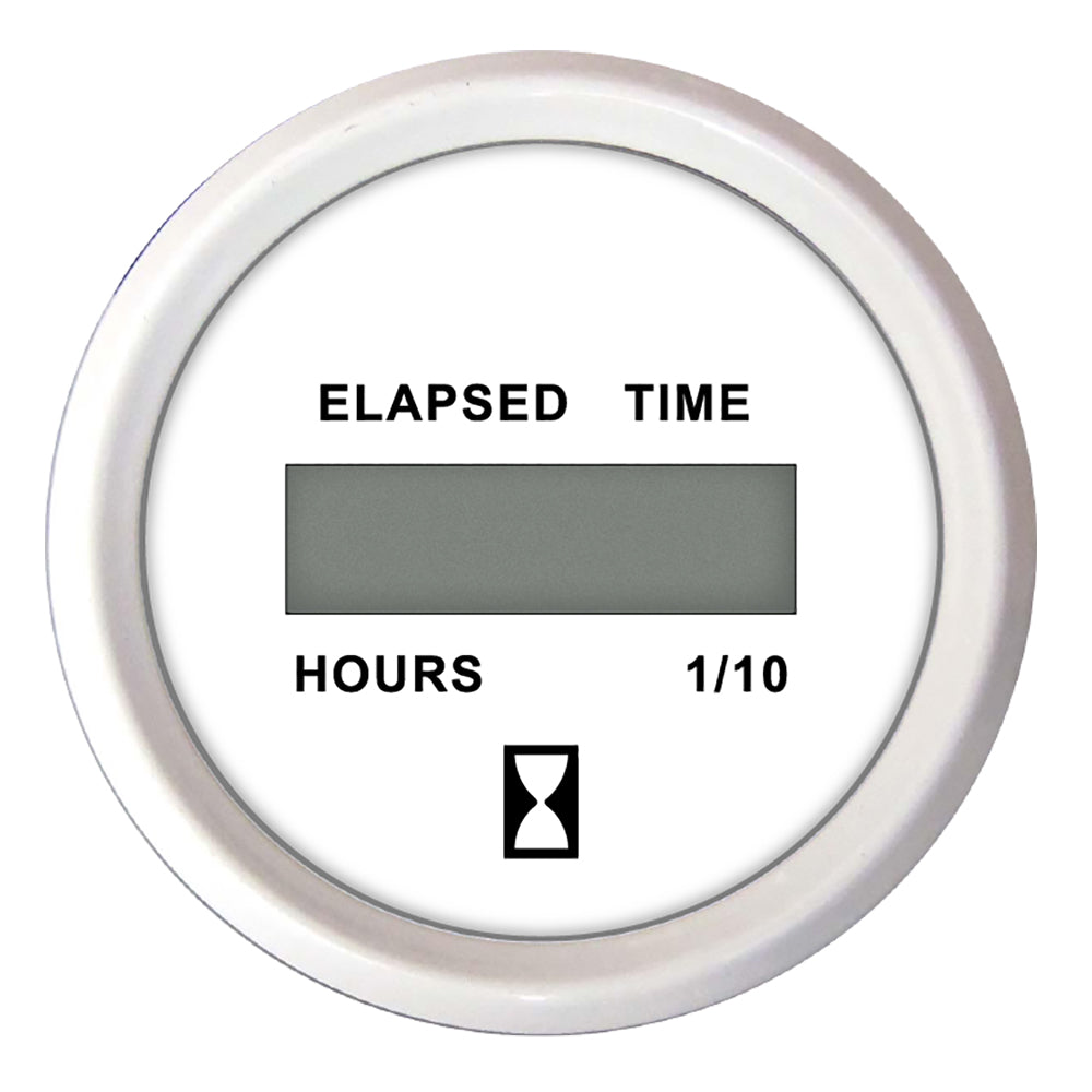Faria Beede Instruments Dress White 2-Inch Digital Hourmeter - Accurate Engine Running Time Tracking