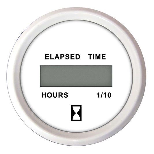 Faria Beede Instruments Dress White 2-Inch Digital Hourmeter - Accurate Engine Running Time Tracking