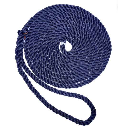 New England Ropes 3/8" Premium 3-Strand Dock Line - Navy Blue, 25 Feet