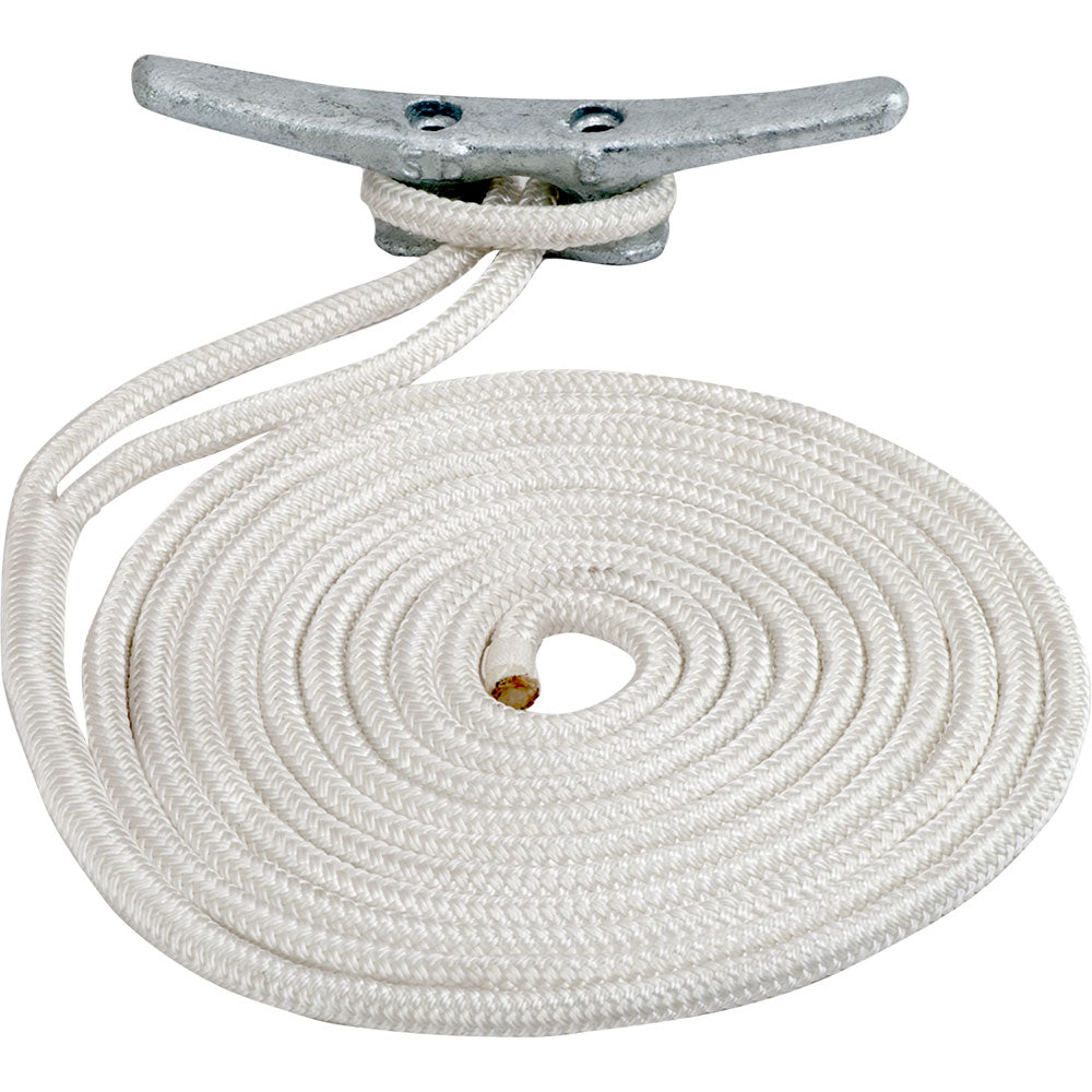 Sea-Dog 3/8 Inch x 10 Feet Double Braided Nylon Dock Line – White