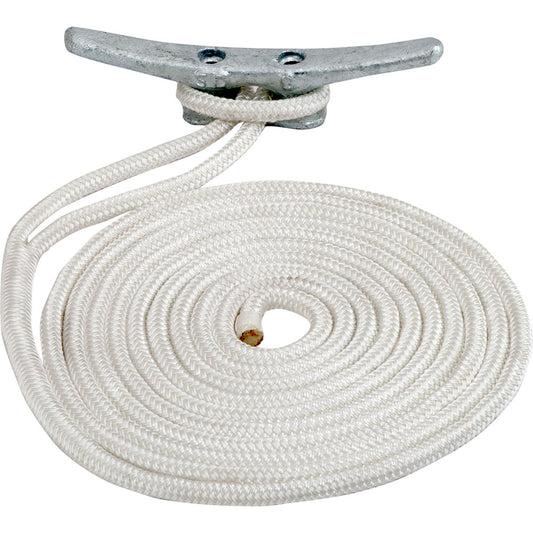 Sea-Dog 3/8 Inch x 10 Feet Double Braided Nylon Dock Line – White