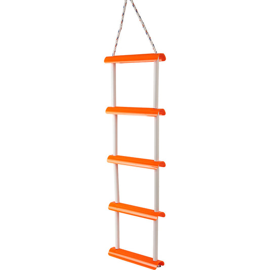Sea-Dog 5-Step Folding Ladder - Portable Emergency Boarding Ladder with High-Visibility Orange Polycarbonate Frame