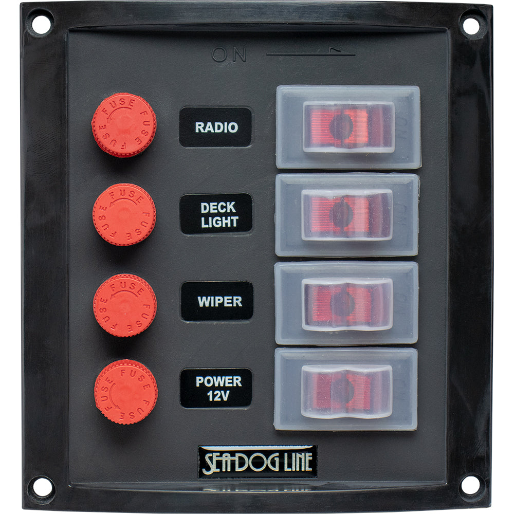 Sea-Dog Splash Guard Vertical 4-Gang Rocker Switch Panel, 424016-1