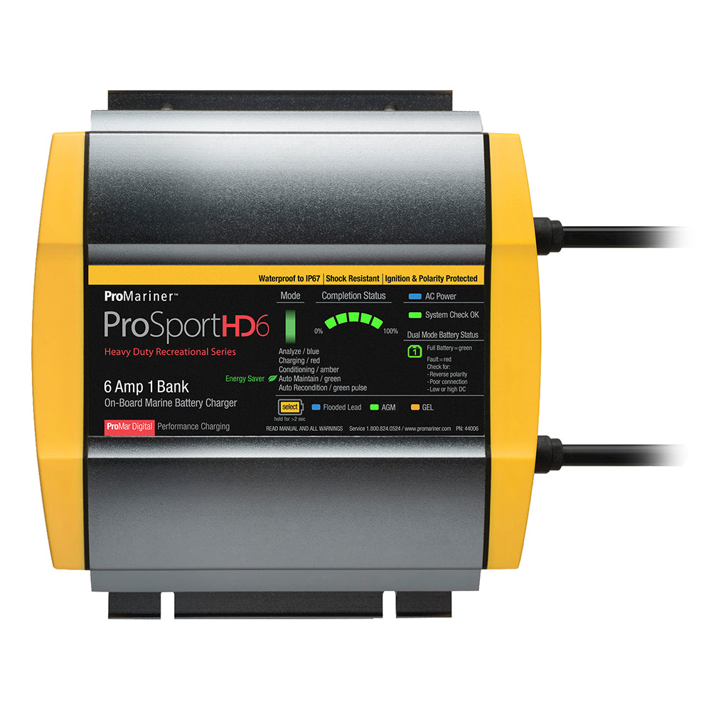 ProMariner ProSportHD 6 Gen 4 6-Amp 1-Bank Marine Battery Charger, Part 44006