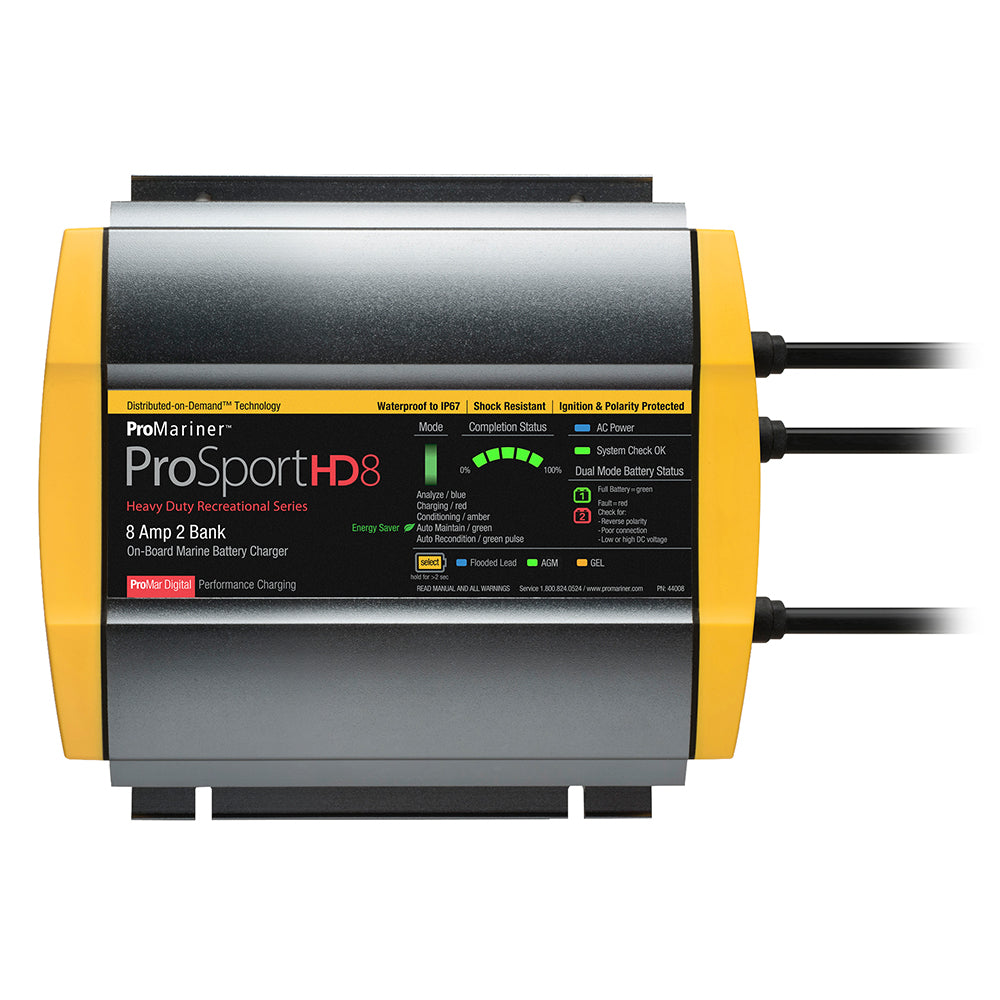 ProMariner ProSportHD 8 Gen 4 8-Amp 2-Bank Marine Battery Charger, Part 44008